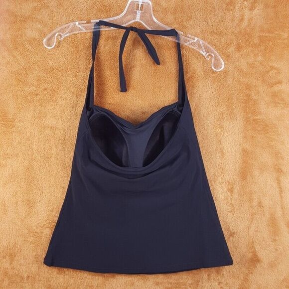 CALVIN KLEIN Womens Swimwear Size 12 12D Cup Black Halter Built in Bra Swim Top - Picture 2 of 6